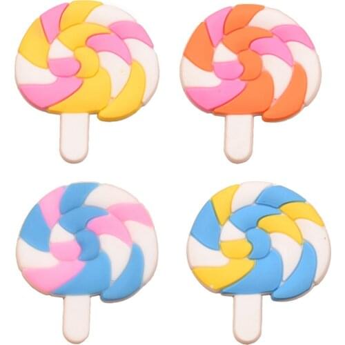 30PCS 1.2*1.5inch lollipop PVC Flatbacks Girls Hair Accessories for Hair bows Hairclip Center DIY Crafts Headwear Accessories