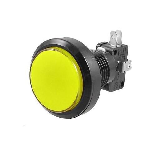 36mm Dia Yellow Round Push Button w Micro Limit Switch for Arcade Video Game