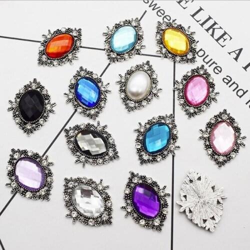 50pcs Ethnic Stone Crystal Rhinestone Appliques strass Flatback Shoes Bag Brooch Buckle Button Vintage Hairpin Hair Clip Decor