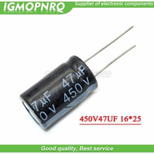 5PCS 450V47UF 16*25mm 47UF 450V 16*25 Aluminum electrolytic capacitor
