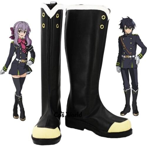 Owari no Seraph Of The End Hyakuya Yuichiro Hiiragi Shinoa Anime Customize Cosplay Flat Shoes Boots