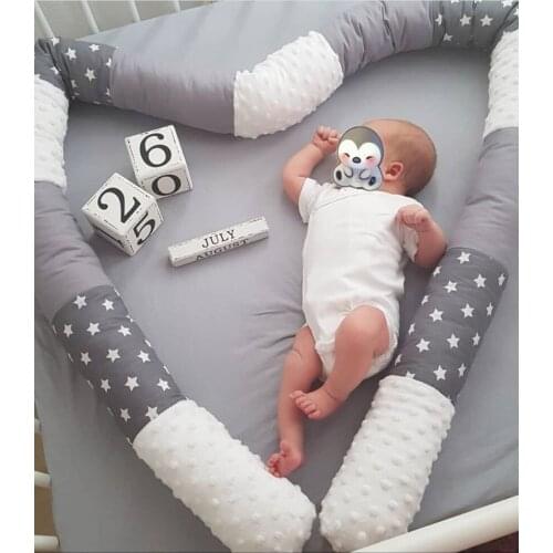 Newborn Baby Bed Bumper Safe Patchwork Long Pillow Crib Children Kid Sleeping Bed Cushion Bumpers Room Decoration