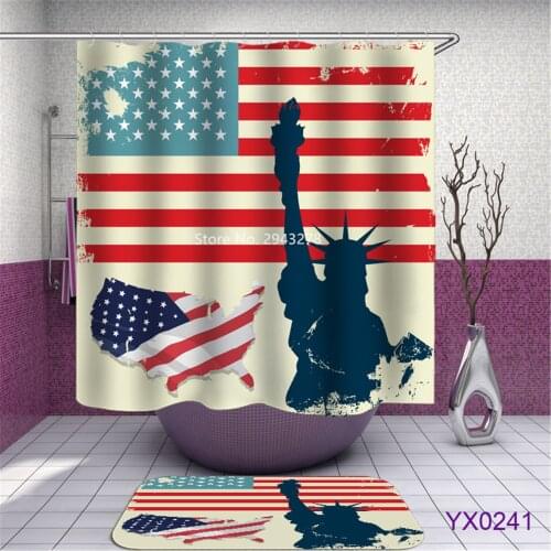 American Flag Series Design Waterproof and Mildewproof with Hook Washable Fashion Shower Curtain Home Bathroom Decoration