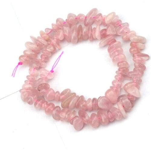 Chip shape natural rose quartz stone beads natural gemstone beads DIY loose beads for jewelry making strand 15 inches wholesale