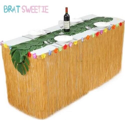 Hawaii Party Table Skirt Yellow Green High-end Hawaiian Picnic Decorative DIY Kids Adult Birthday Decor Wedding Decoration