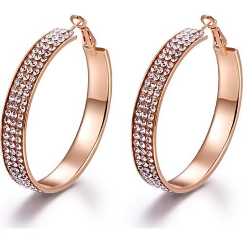 HC Fashion Crystal Bridal Wedding Earrings Vintage Rhinestone Women Round Bohemian Earrings Gold Color Metal Earrings Jewelry F