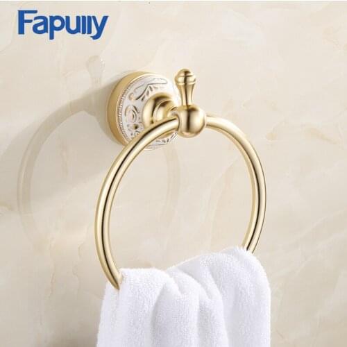 Fapully European Style Towel Ring Bathroom Accessories Gold Ceramics Holder Towel Bar Wholesales Home Accessories G143-06
