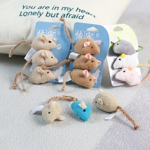 3pcs New Plush Simulation Mouse Cat Toy Plush Mouse Cat Scratch Bite Resistance Interactive Mouse Toy Palying Toy for Cat Kitten
