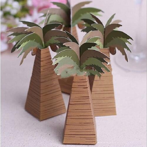 100pcs Mini summer Coconut palm tree candy Box Gift Bags birthday Hawaiian Party Wedding Favors Baby Shower decoration Supplies