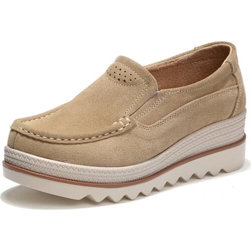 Womens Shoes 2021 Spring Autumn Genuine Leather platform sneakers slip on casual shoes female wedge sneakers for women