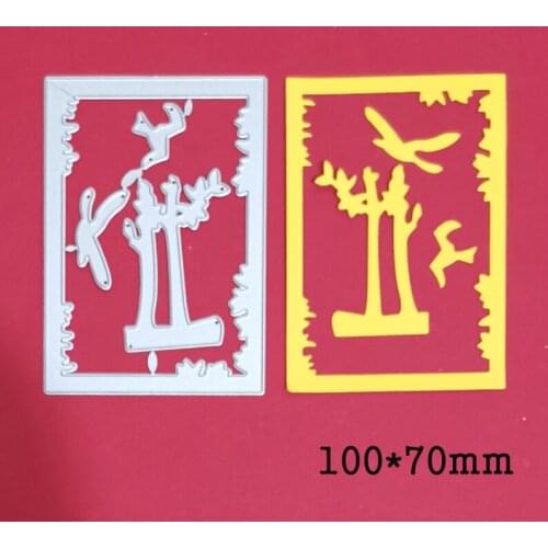 Metal Cutting Dies Bird Tree in Frame Craft Die Cuts Stencil For Diy Scrapbook Paper Cards Embossing Knife Blade Die Template