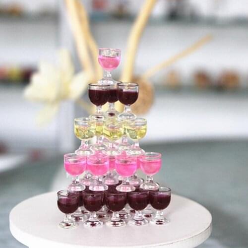Mini Wine Glass Miniature Food Dollhouse 1:6 1:12 House Model Decor Supplies glass model plastic DIY parts
