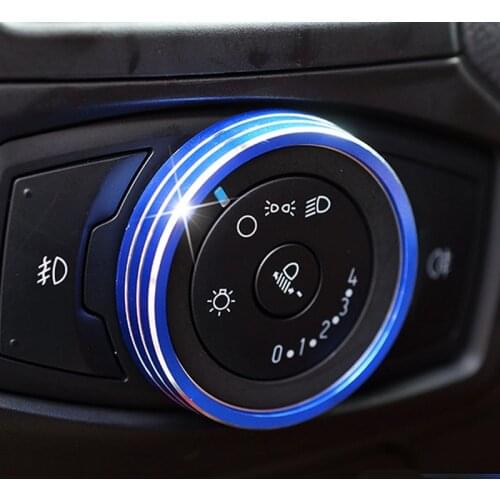 Stainless Steel Car Headlight Switch Knob Circle Cover Sticker for Ford New Ecosport 2017 2018 Accessories
