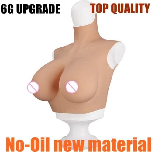 6G Upgrade New High Collar Neck Fake Artificial Boob Realistic Silicone Breast Forms Crossdresser Shemale Transgender Drag Queen