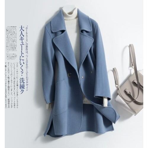 KMETRAM 2020 New Autumn Winter 100% Wool Coat Women Handmade Double-sided Cashmere Korean Loose Jacket Vintage Long Coats MY551