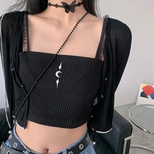 Clothing Women 2020 Camisole Womens Knitted Inner Wear 2020 Summer New Sleeveless Top For Outer Wear Harajuku Vintage Undefined