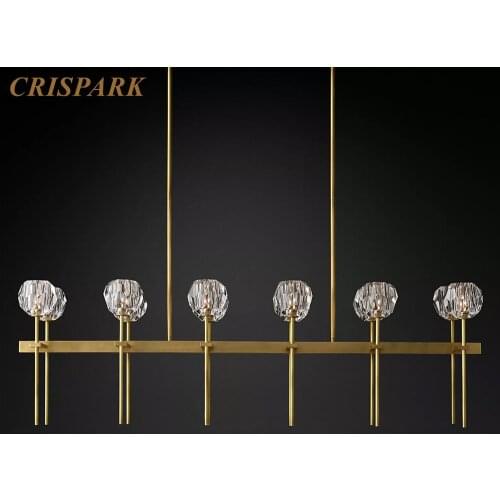 Retro Crystal Chandelier Light LED Bouble De Cristal Round Dia90cm Indoor Decorative Light Fixture for Living Room Dining Table