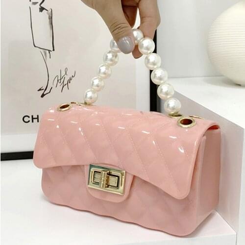 Pink SugaoYouth Ladies Simple Versatile Fashion Lattice Pattern Crossbody Bags Solid Chain Shoulder Handbag Pouch For Women 2021