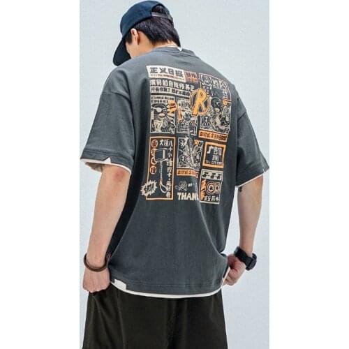 Hip Hop Loose Cotton Short Sleeve Shirt 2021 Summer Casual Tshirt Harajuku T-Shirt Streetwear Retro New Daily Print Tshirt ZZ521
