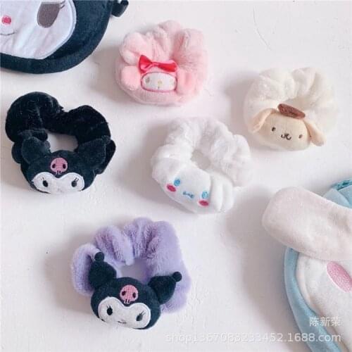 Sanrio hello kitty hair ring cute girl rubber band hair rope soft girl hair accessories Kuromi cartoon plush headband