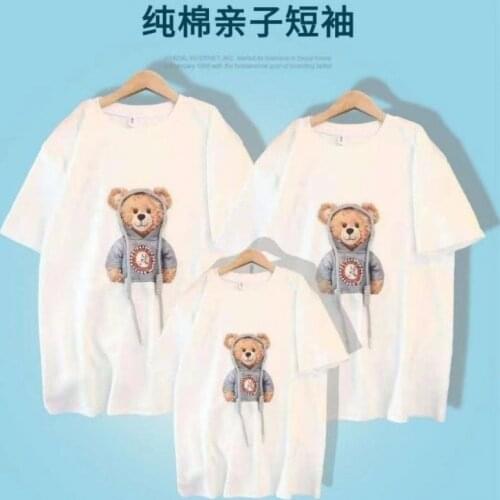 100% cotton family T-shirt cartoon cartoon cartoon cartoon short-sleeved summer parent-child dress summer half-sleeves