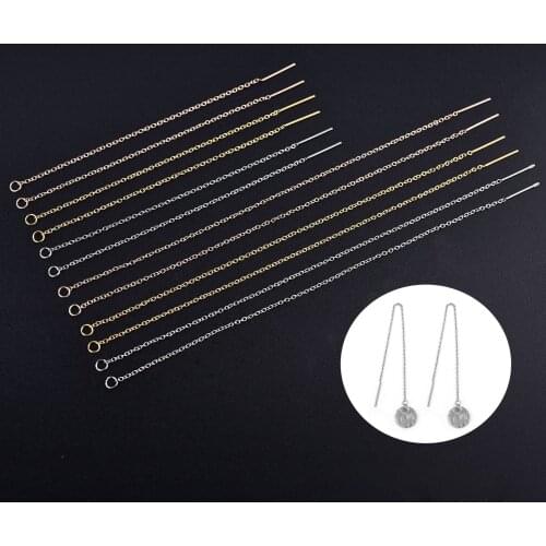 10Pcs/Set Stainless Steel Earring Chain Gold Long Tassel Ear Line Drop Earrings Accessories For DIY Jewelry Making Findings