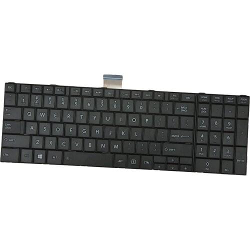 Replacement Keyboard US Layout for Toshiba Satellite C850 C850D C855 C855D L855 L855D, Layout: US Keyboard. Color: Black