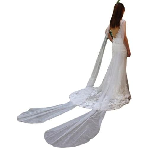 Bridal Cape for Brides Sheer Tulle Shawl Cathedral Veil Wraps Simple Elegant Illusion Veils Wedding Cloak