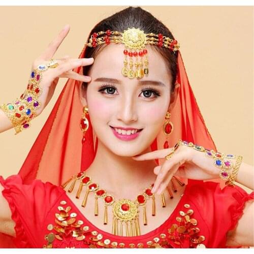 Belly dance bracelet red diamond bollywood india womens costume accessories decoration show oriental dancing top chain bracelet