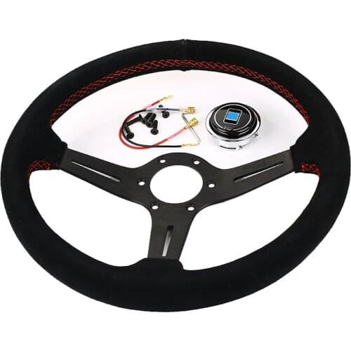 Universal 14inch Suede Leather Steering Wheel Drift Sport Steering Wheels