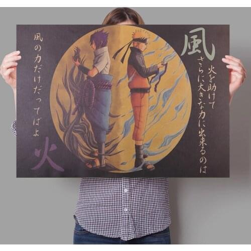 Naruto and Sasuke Itachi Vintage Canvas Painting Japanese Anime Retro Poster Wall Art Print Picture for Living Room Home Mural