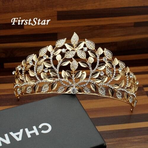Vintage Charm Prom Hair Jewelry Greek Goddess Crystal Quinceanera Tiara Diamante Baroque Gold Leaf Crown For Wedding Decoration