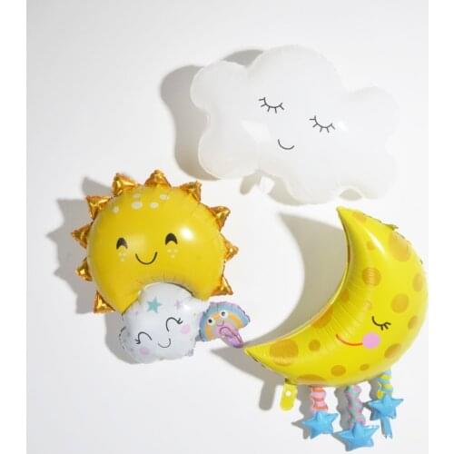 Rainbow Color Sun smile cloud Foil Balloon Birthday Party Decoration Wedding Supplies kids baby shower toy helium balloons