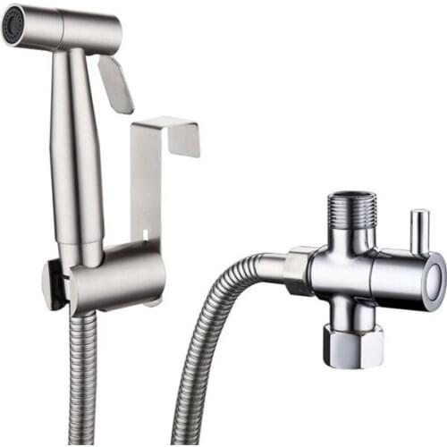 1 Set Stainless Steel Brushed Nickel Bidet Sprayer for Toilet Flush Spray Gun Bidet Toilet Attachment