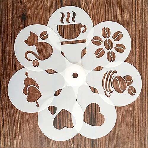 19 Pcs Coffee Cake Plastic Stencil Decoration Cupcake Template Mold Lifelike Cappuccino Latte Stencil Coffee Mold Cooking Tools