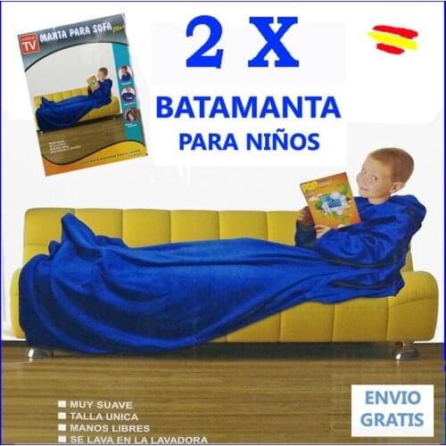 2X childrens BATAMANTA fleece blanket with sleeves robe SILLON sofa or bed seen on childrens TV size single batin 2 UNITS