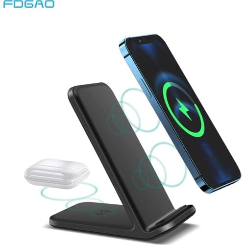 20W 2 in 1 Qi Wireless Charger Dock Station For iPhone 12 11 X XS XR 8 Airpods Pro Fast Charging Stand for Samsung S20 S10 Buds