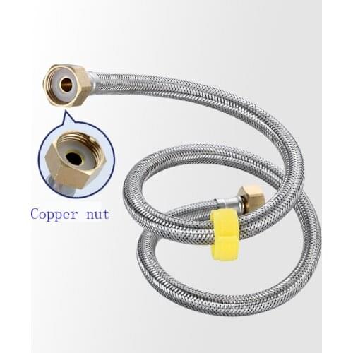 304Stainless Steel Wire Braided Hose Faucet Extender Double-Head High Pressure Pipe Basin Kitchen Hot and Cold Faucet Inlet Pipe