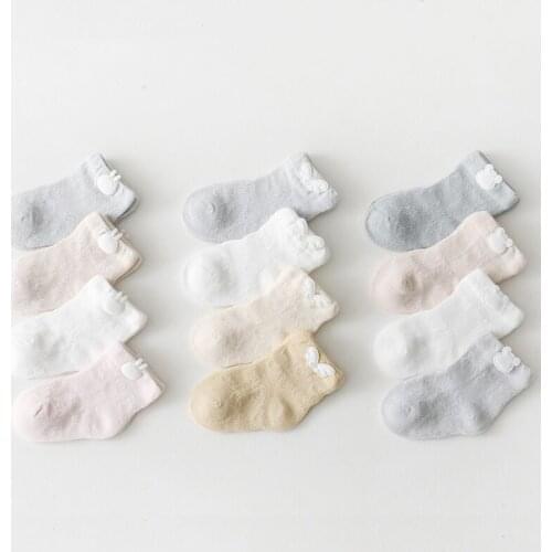 4 Pairs/lot 0-3Y Summer Infant Newborn Baby Socks Kids Boys Girls Cute Cartoon Soft Cotton Toddler Mesh Short Socks Clothes Acce