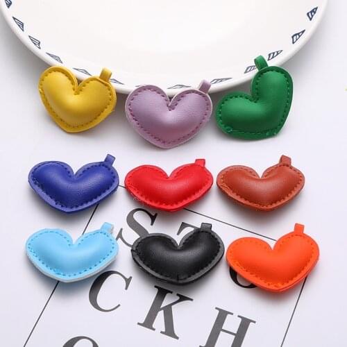 8Pcs/Lot 5cm Multi Color PU heart Pendants For Cellphone Charms/Keychain Making Bag Charms Diy Accessories