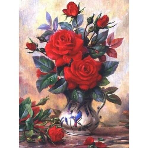 Diamond Painting Flower Cross Stitch Full Diamond Embroidery Floral Pictures Of Rhinestone Diamond Mosaic Home Decoration ll385