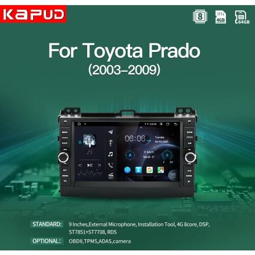 Kapud-Car Radio 8 "Android 10 GPS Navigation DSP Video Multimedia Player, Stereo For Toyota Land Cruiser Prado 120 2004-2009