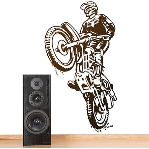 Large Off-Road Motocross Motorbike Wall Sticker Boy Room Playroom Stunt Motorcycle Sport Adcenture Wall Decal Bedroom Vinyl
