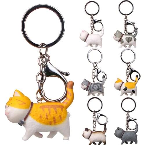 New Fashion Cute Fat Cat Pendant Key Rings Chains Bag Charm Keychains Unisex Lovely Creative Keyrings Backpack Pendant Gifts