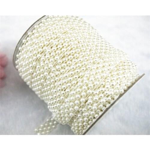 10 Yard 5 Rows 15mm Ivory Pearl Chain Trims Costume Applique Sewing Craft LZ36