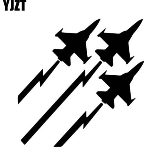YJZT 15.6CM*15.8CM Fashion Dazzling Three Aircraft Silhouette Decorative Vinyl Decal Great Car Sticker Black/Silver C27-1112