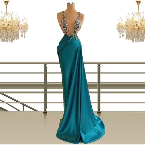 Floria Halter Evening Dresses Floor-Length Womens Gowns for Pageant Party Prom Night Club Clothes 2021 Celebrity Robe De Soiree