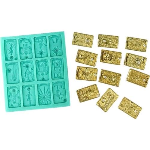 Tarot Card Cookie Mold Necklace Pendant Ornaments Chocolate Silicone Mold Resin Epoxy Metal Jewelry Accessories Making Tool