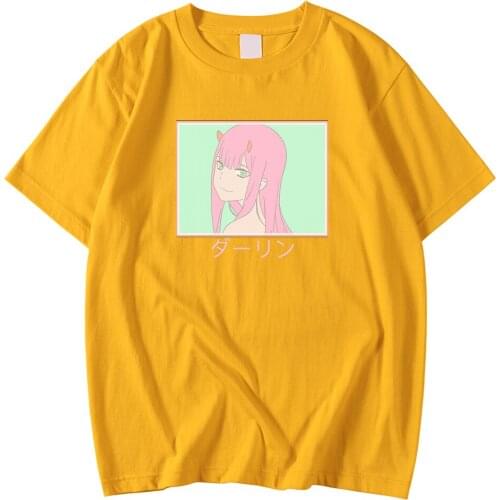 Casual Vintage Mens Tshirt Summer Crewneck Tshirts Darl In The Frankxx Zero Two Japan Print Clothing Short Sleeved Tshirts Mens