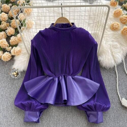 Huan-Qing Blouses With Elastic